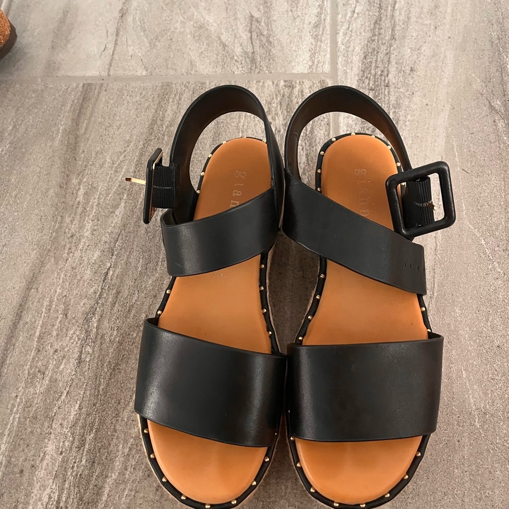 Gianni Bini Black Sandals with Buckle Detail